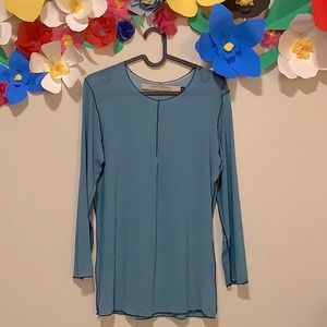 Cynthia Ashby NWOT ✨ essential mesh top M blue